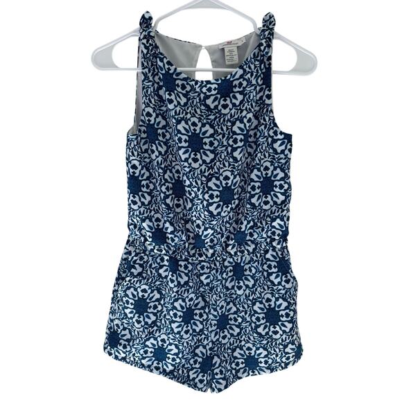 Vineyard Vines Girls Tile Medallion Blue and White Coastal Romper Size L(14) - Picture 1 of 7